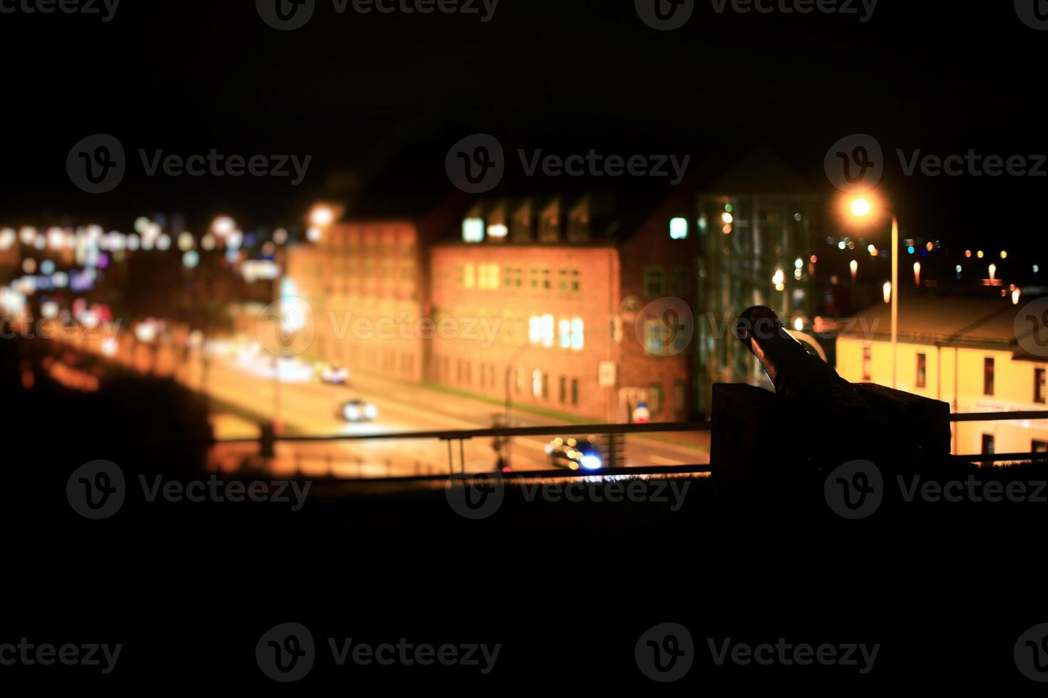 View from old fortifications on defocused city of Rostock photo