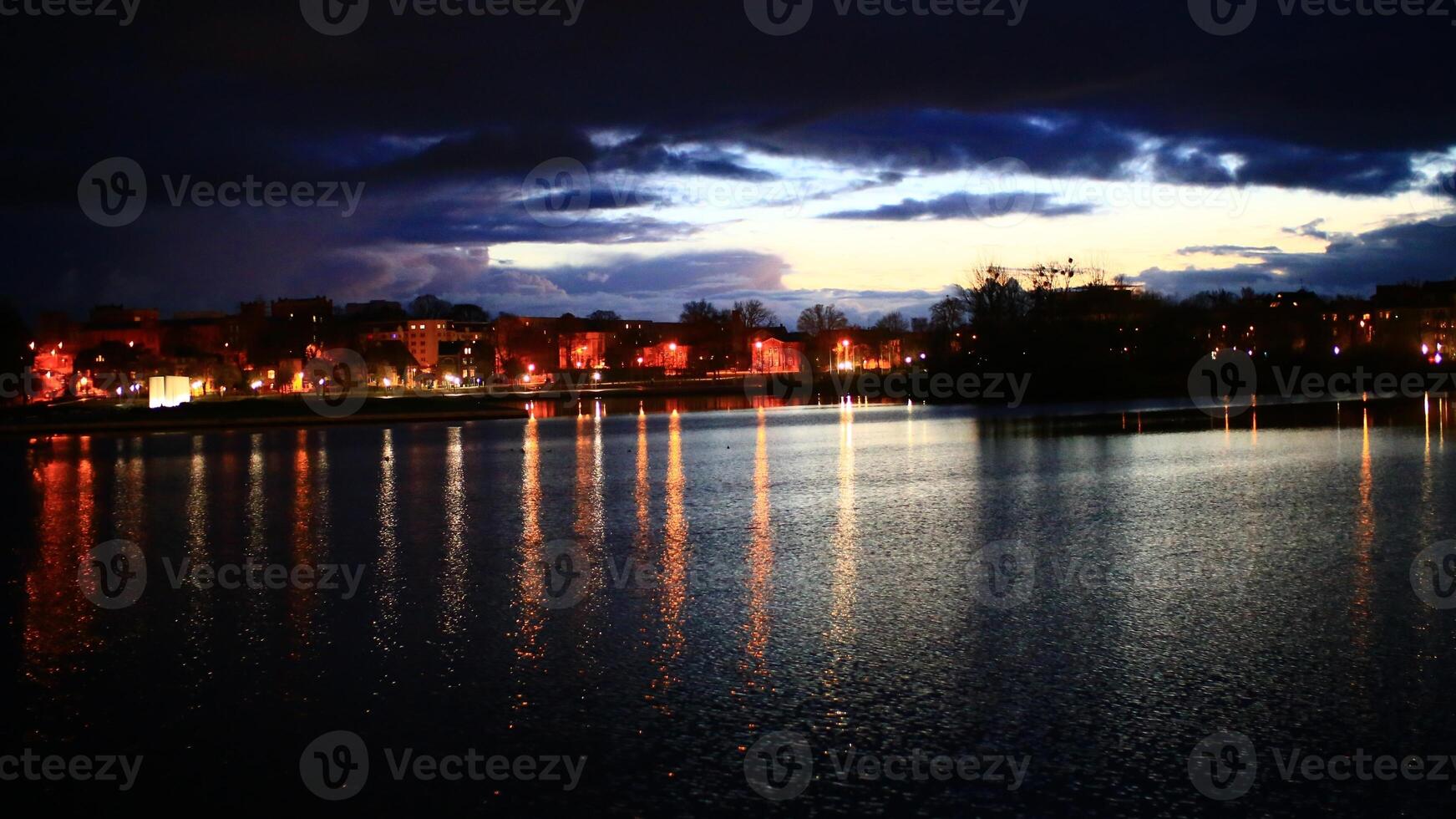 View over lake in Schwerin in dusk photo