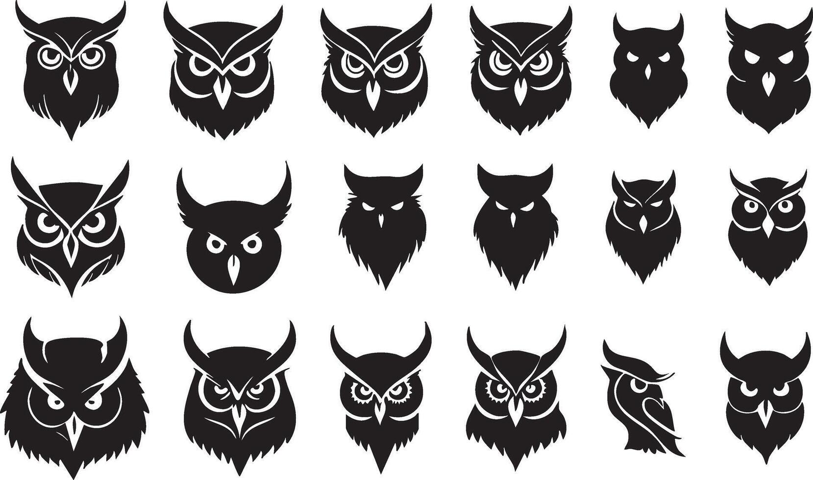 Owl Head Silhouette for Nighttime Wildlife Illustrations vector