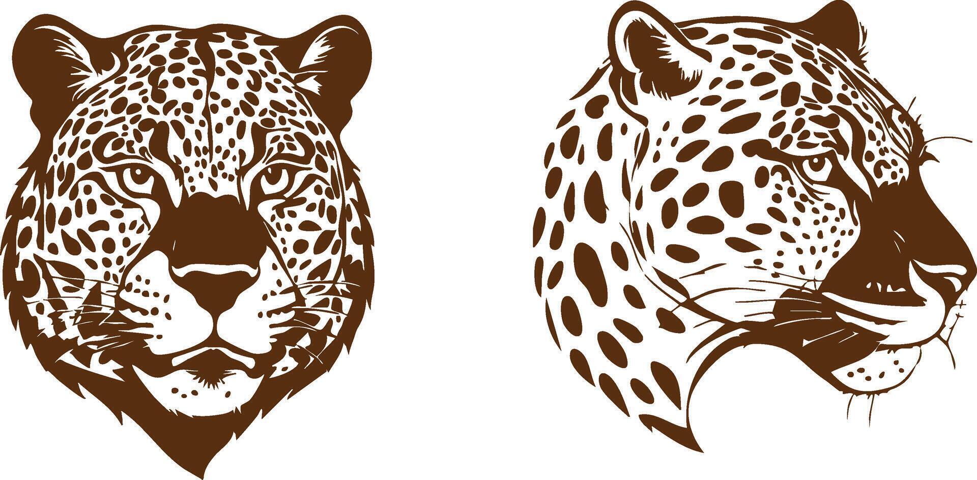 Big Cat Head Design for Jungle Wildlife Illustrations vector
