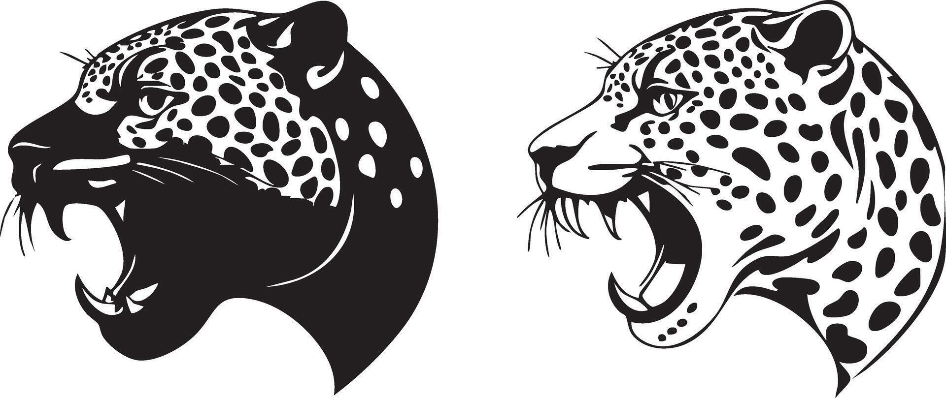 Animal Head Silhouette for Wild Cat and Jaguar Art vector