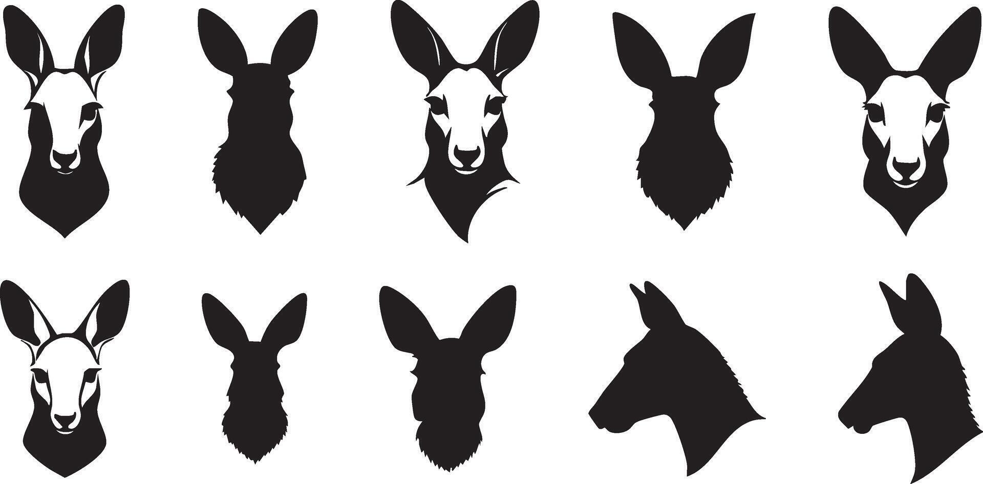 Kangaroo Head Silhouette for Wildlife Art vector
