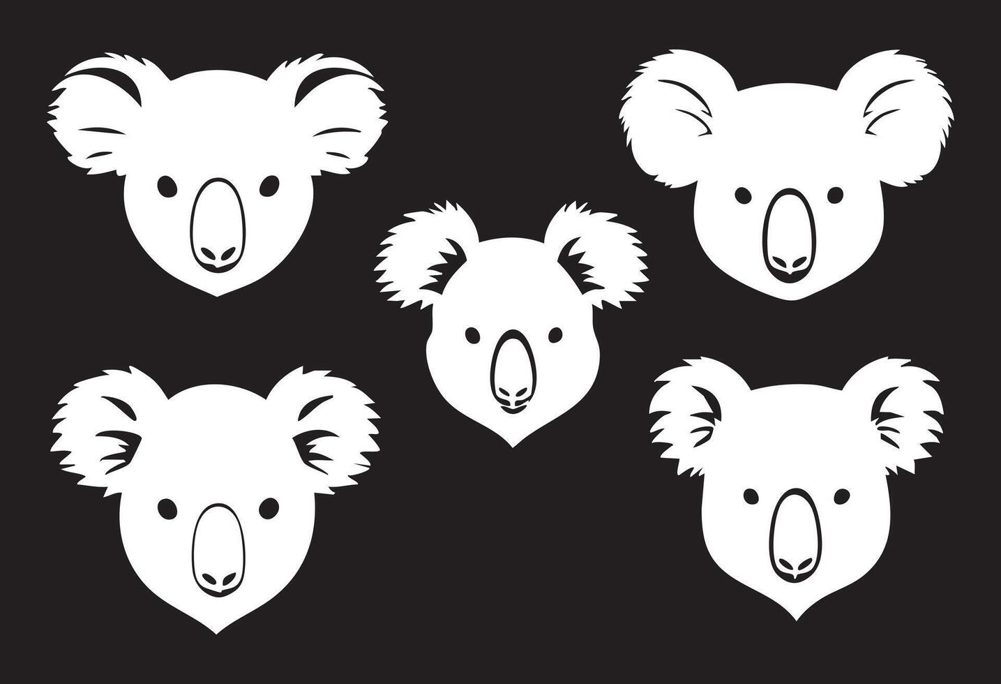 Cute Koala Face Silhouette for Animal Graphics vector