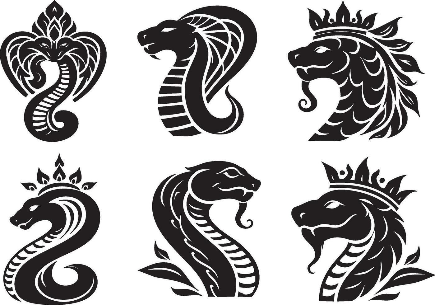Cobra Shape Silhouette for Exotic Wildlife Art vector