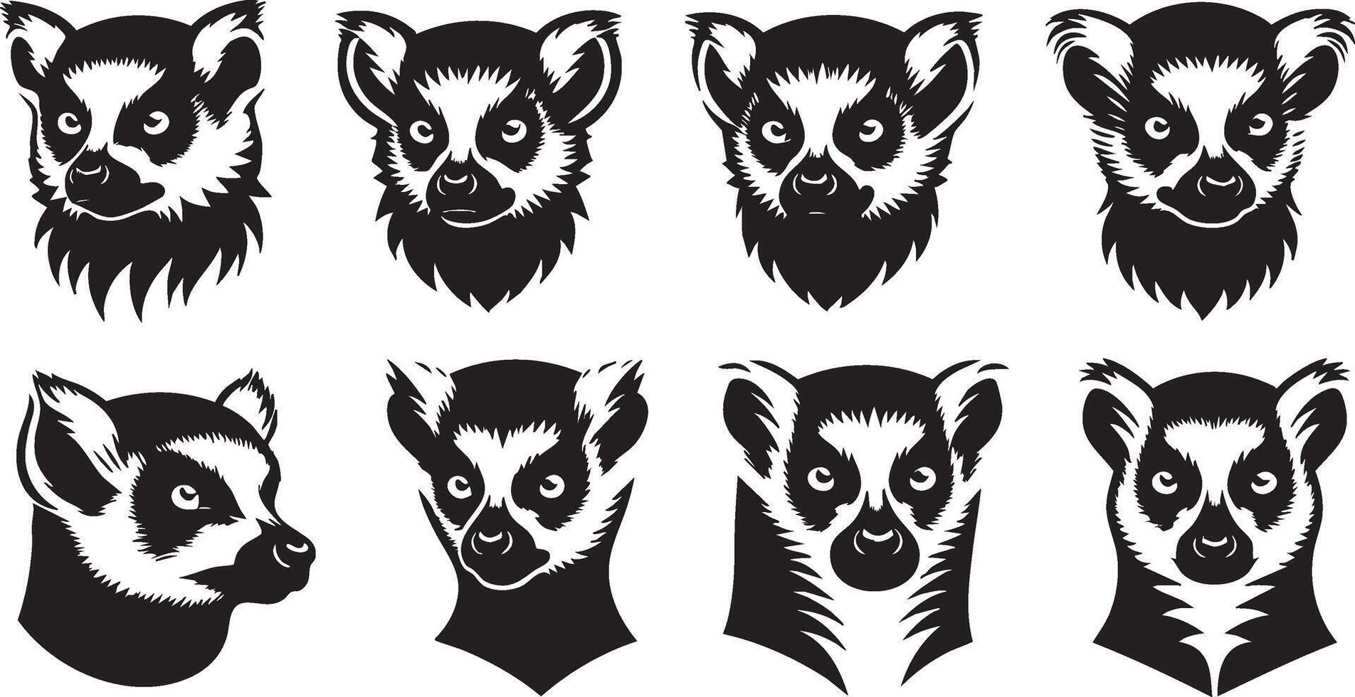 Lemur Face Outline for Creative Wildlife Illustrations vector