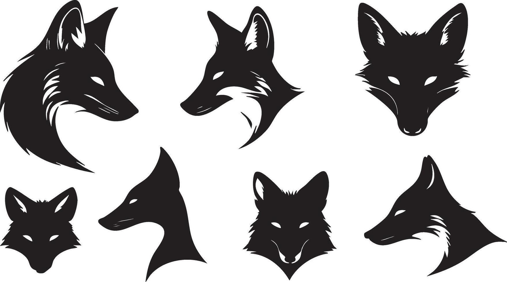 Wild Fox Head Silhouette for Nature Illustrations vector