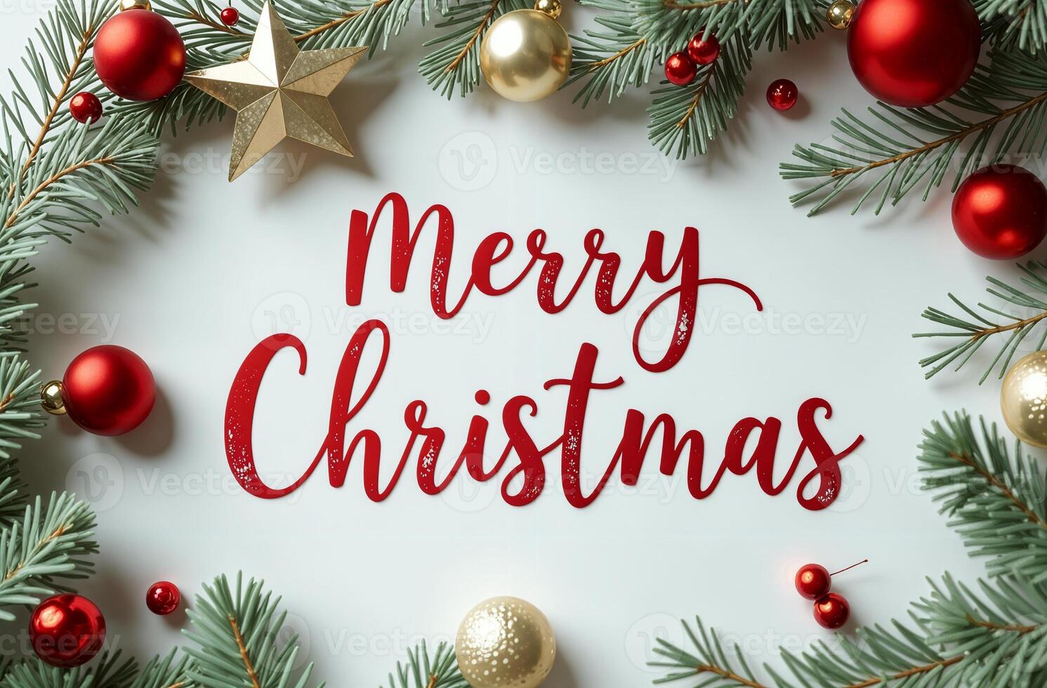 Merry Christmas Greeting sightly Card white Background, New Year Greeting photo