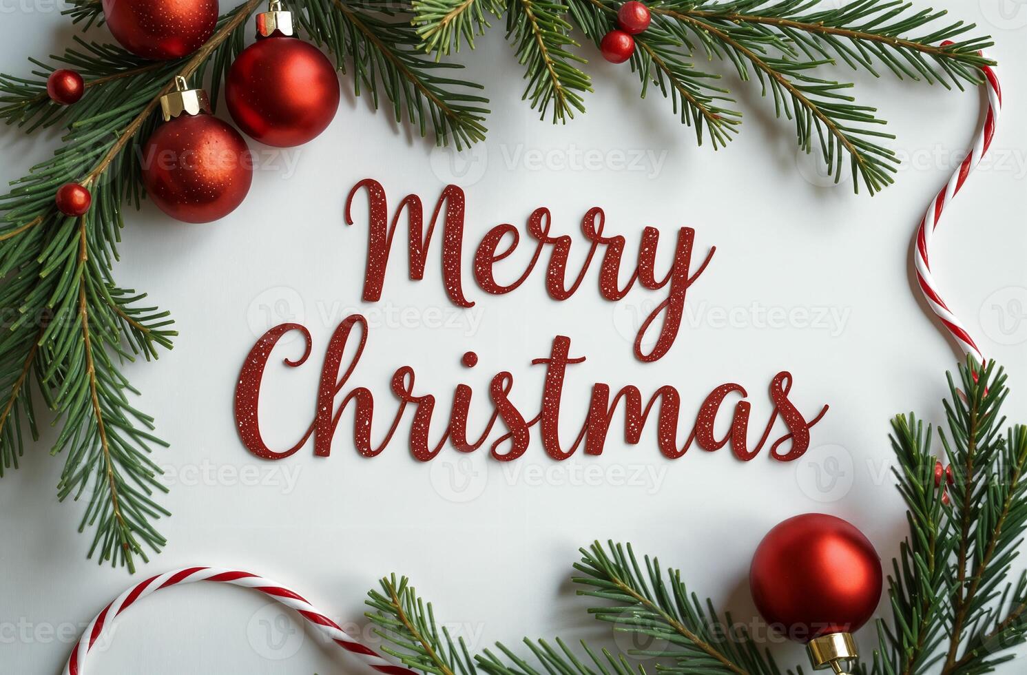 Merry sightly Christmas Greeting Card white Background, New Year Greeting photo