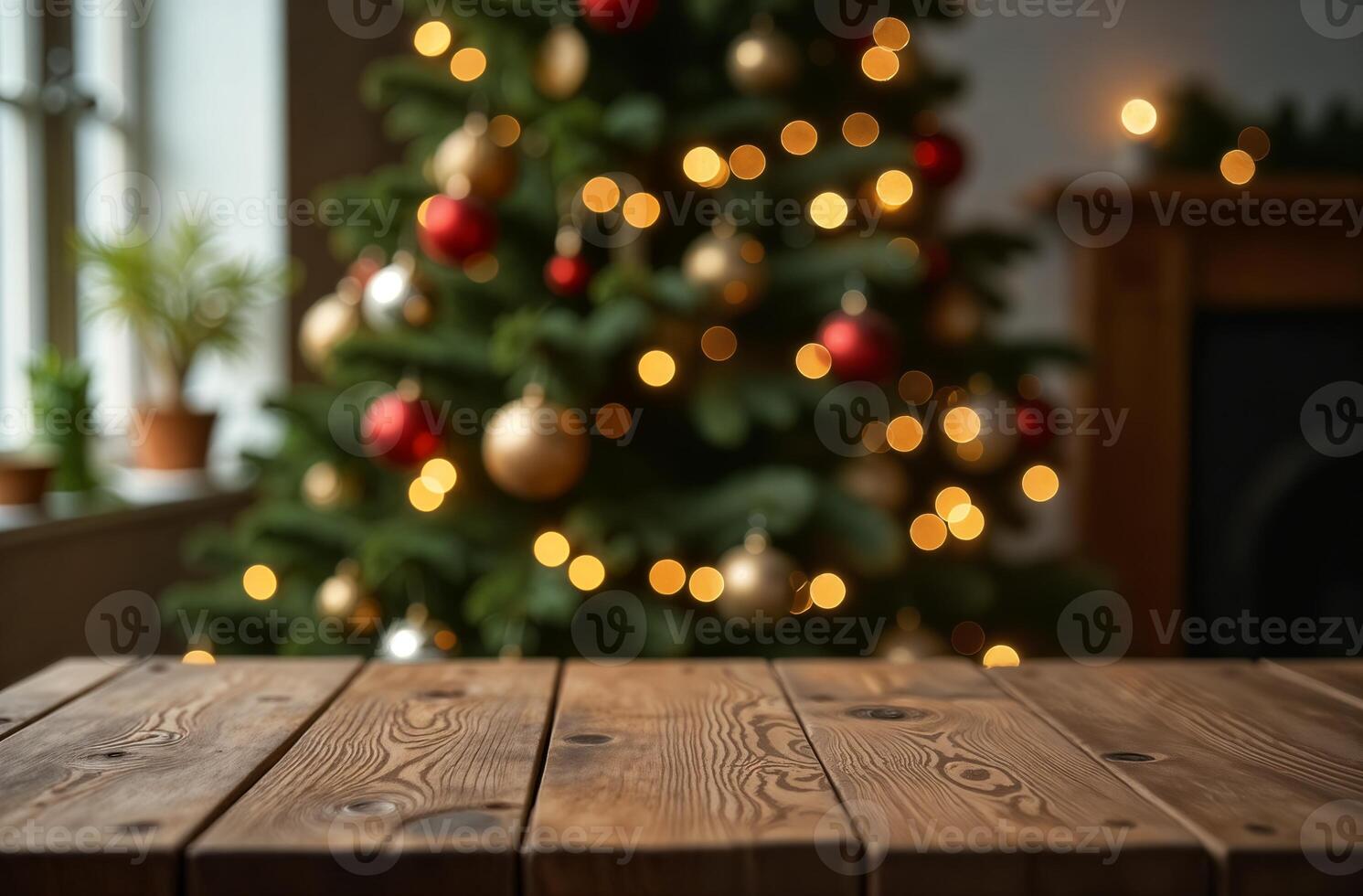 Product Presentation Podium Background cosmetics forest Christmas Tree, outside New Year Stand, Space for Product photo