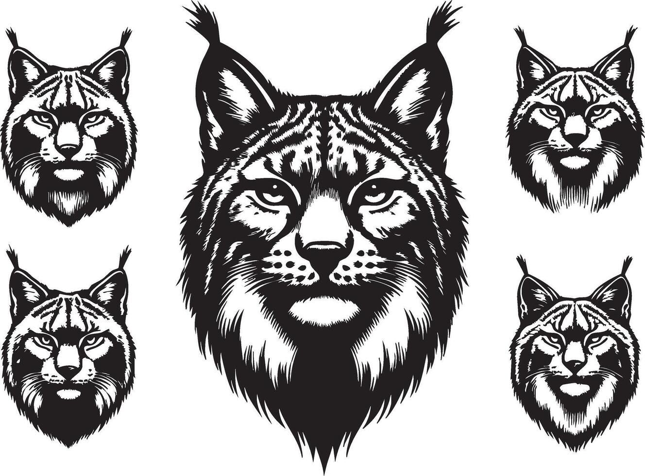 Nature-Inspired Lynx Head for Artistic Projects vector