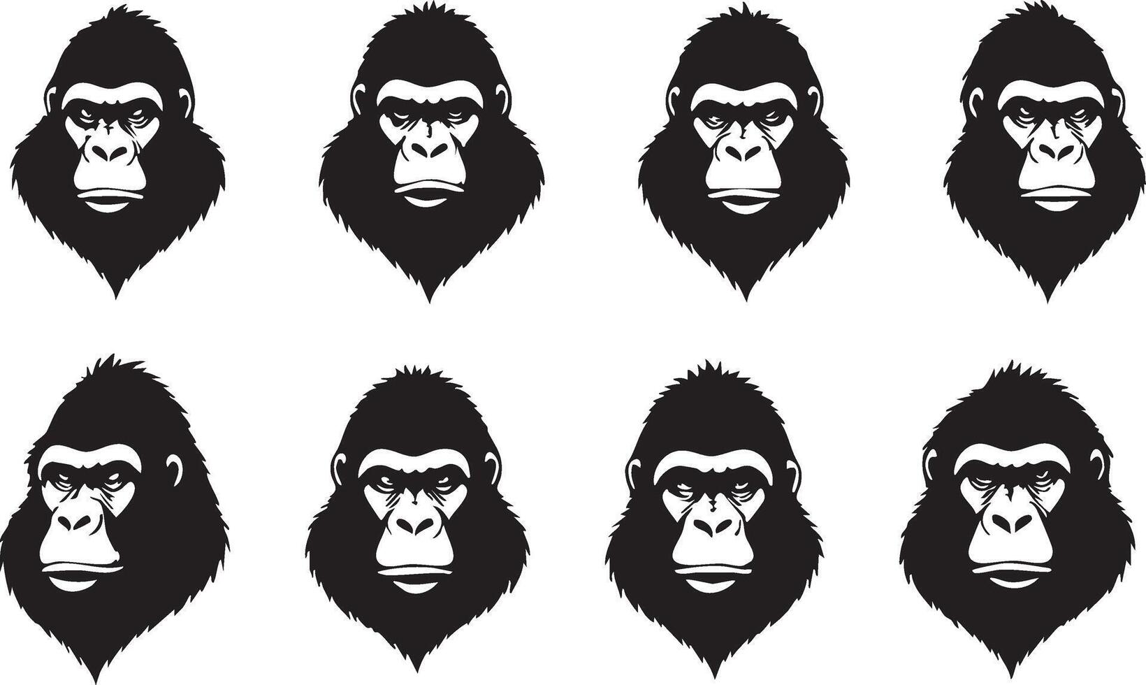 Primate Face Silhouette for Creative Jungle Artwork vector