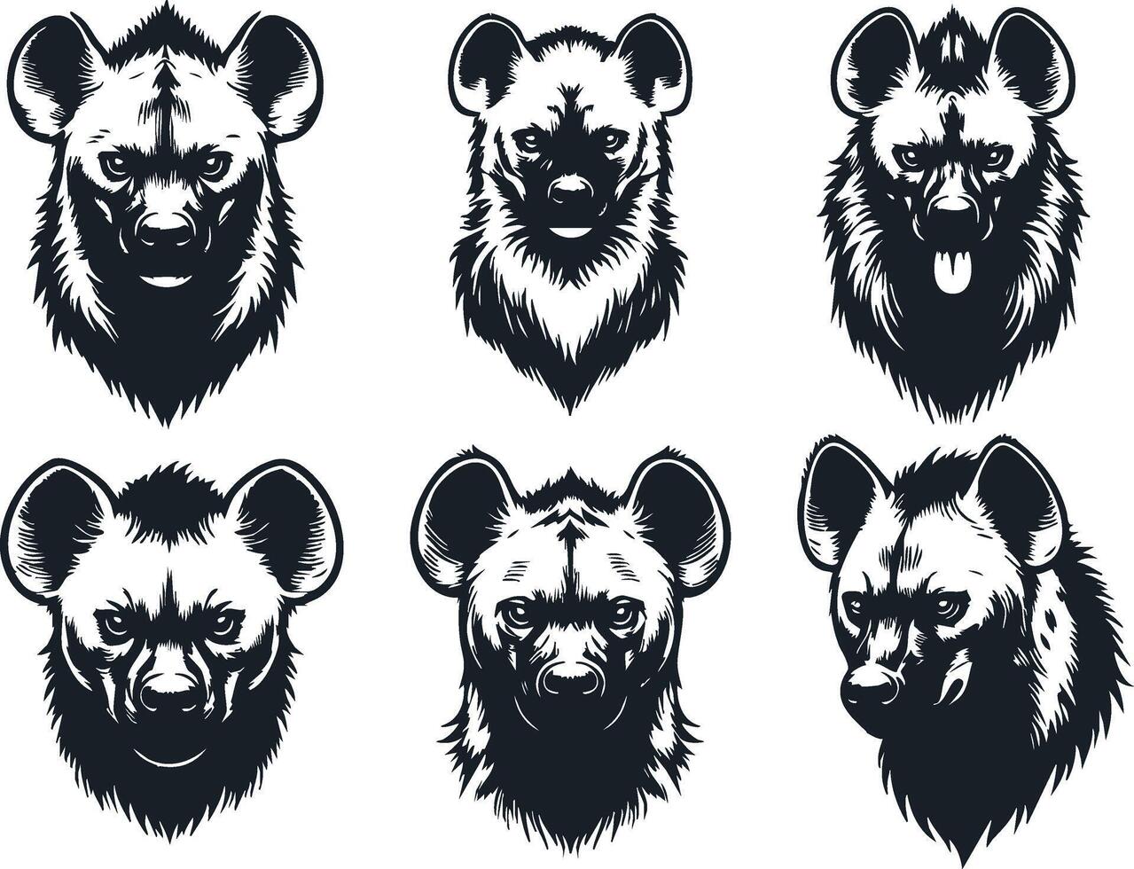 African Hyena Face for Predator Artwork vector