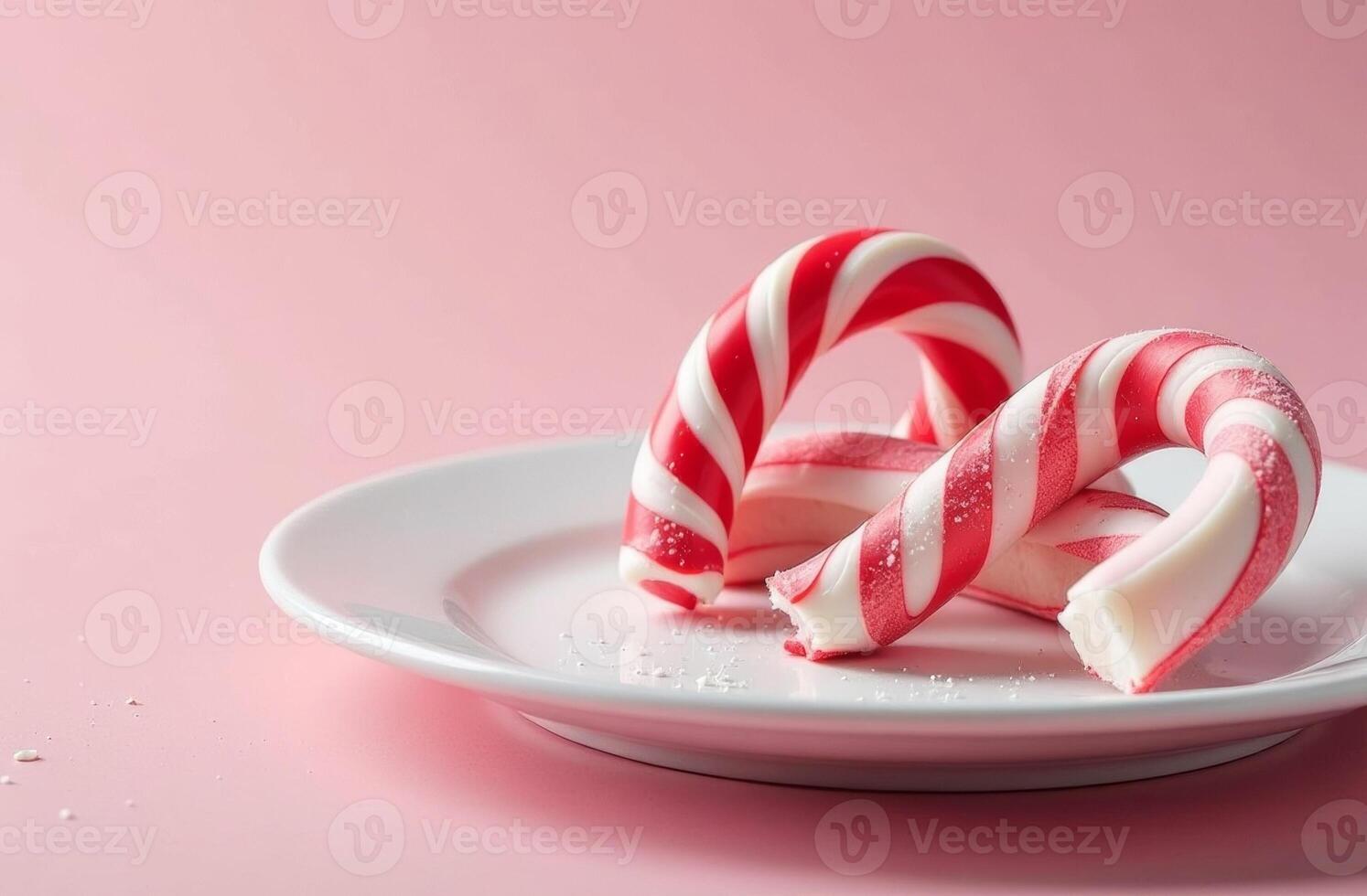 Christmas Lollipop Lying On pink Table, New Year Still Life with candy cane delicious photo