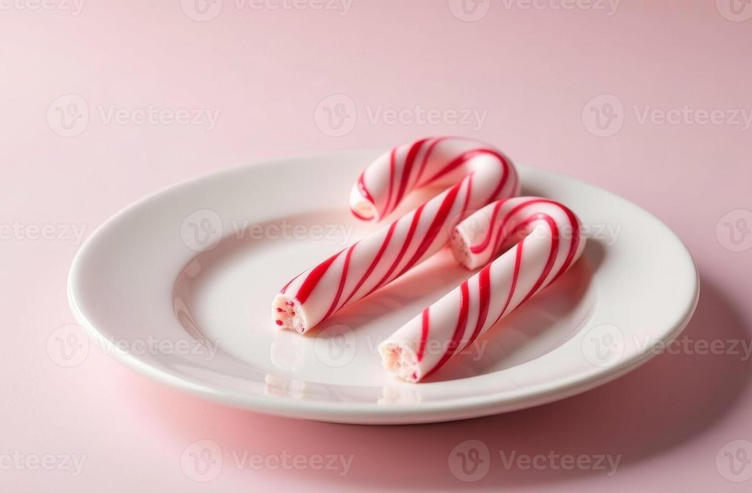 Christmas Lollipop Lying On pink Table, New Year Still Life with candy delicious cane photo