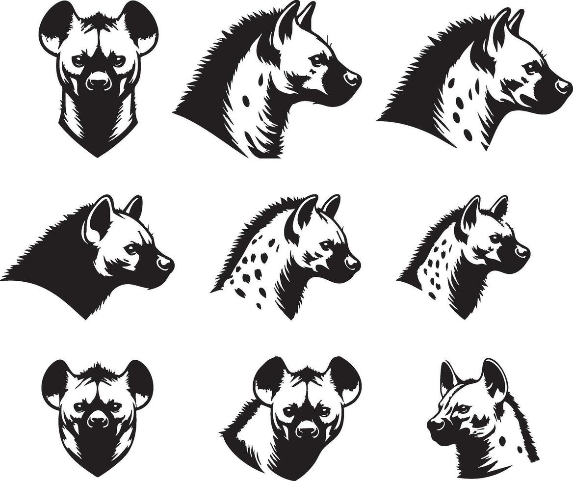 Hyena Head Silhouette for Wild Animal Art vector