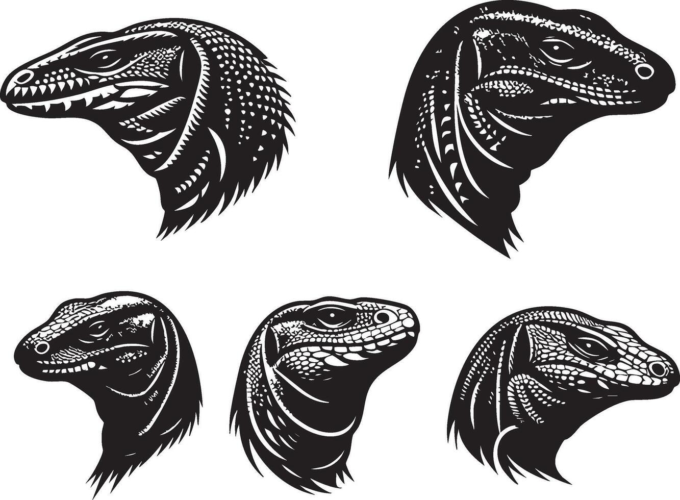 Unique Monitor Lizard Head for Creature Illustrations vector