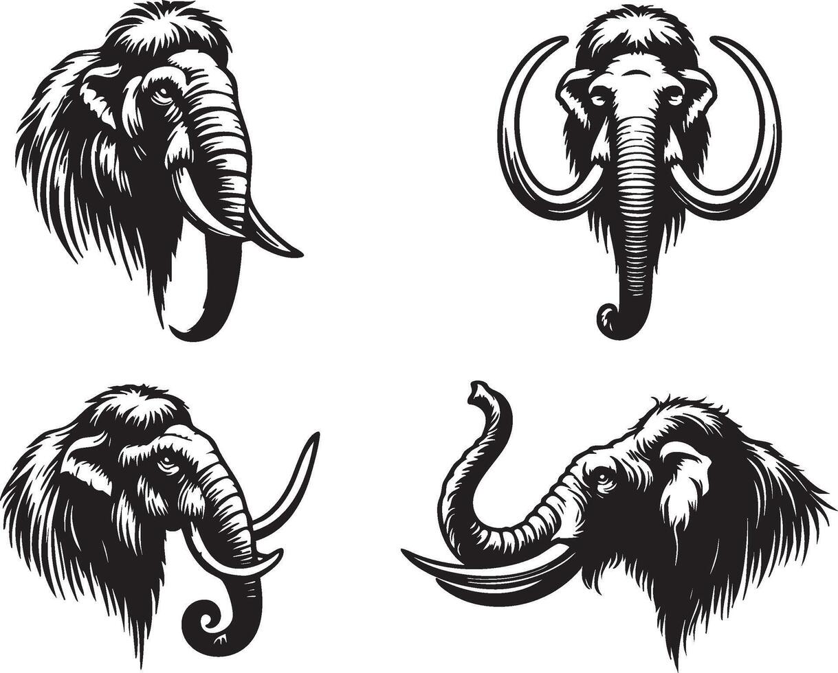 Bold Mammoth Profile for Ancient Animal Illustrations vector
