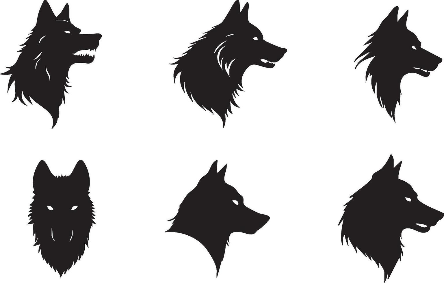 Aggressive Wolf Head Silhouette for Strong Logos vector