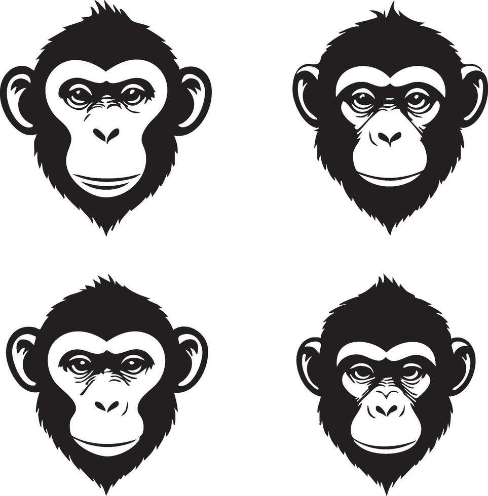 Animal Head Outline for Unique Monkey Designs vector
