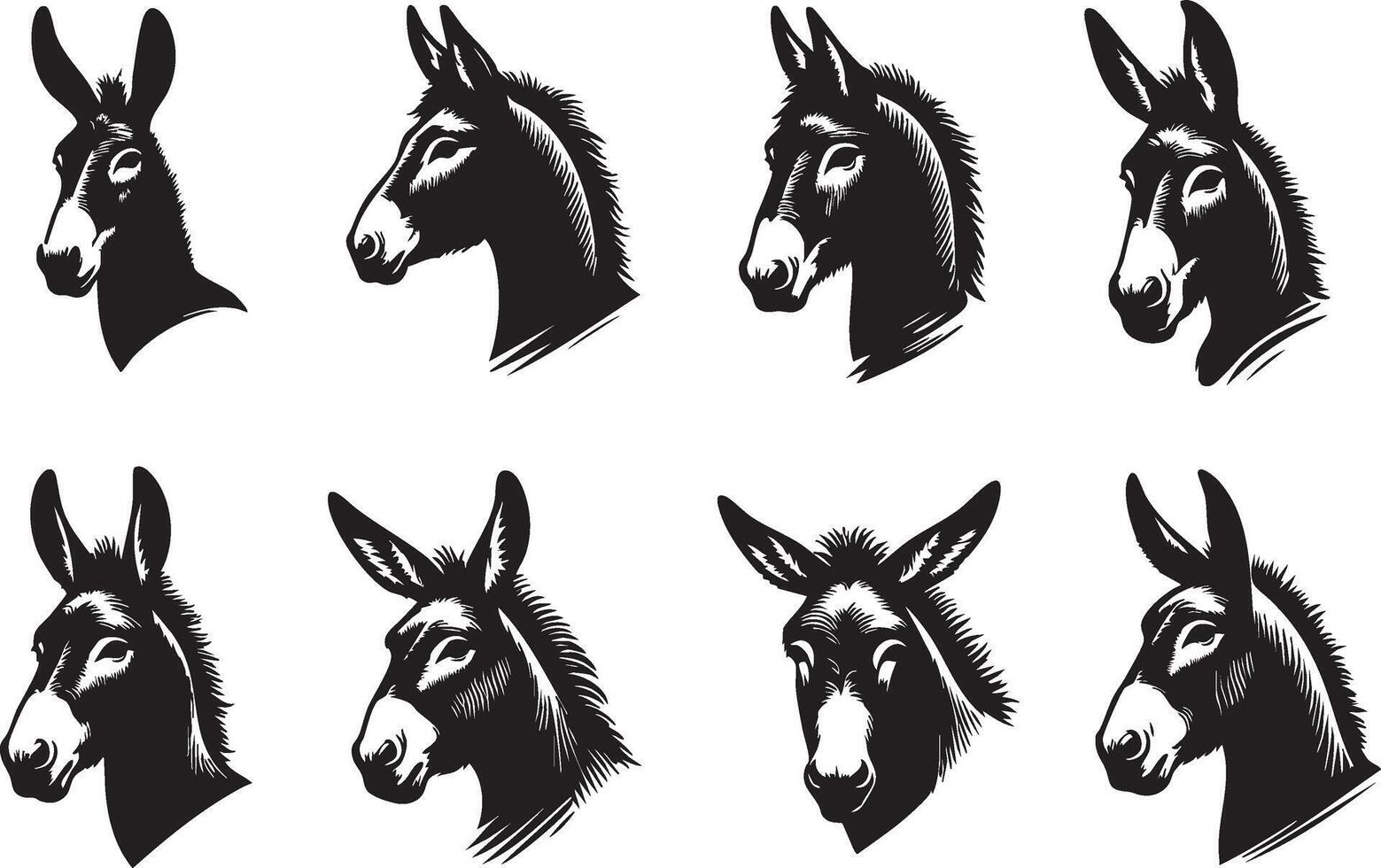 Mule Face Profile for Animal Art and Designs vector