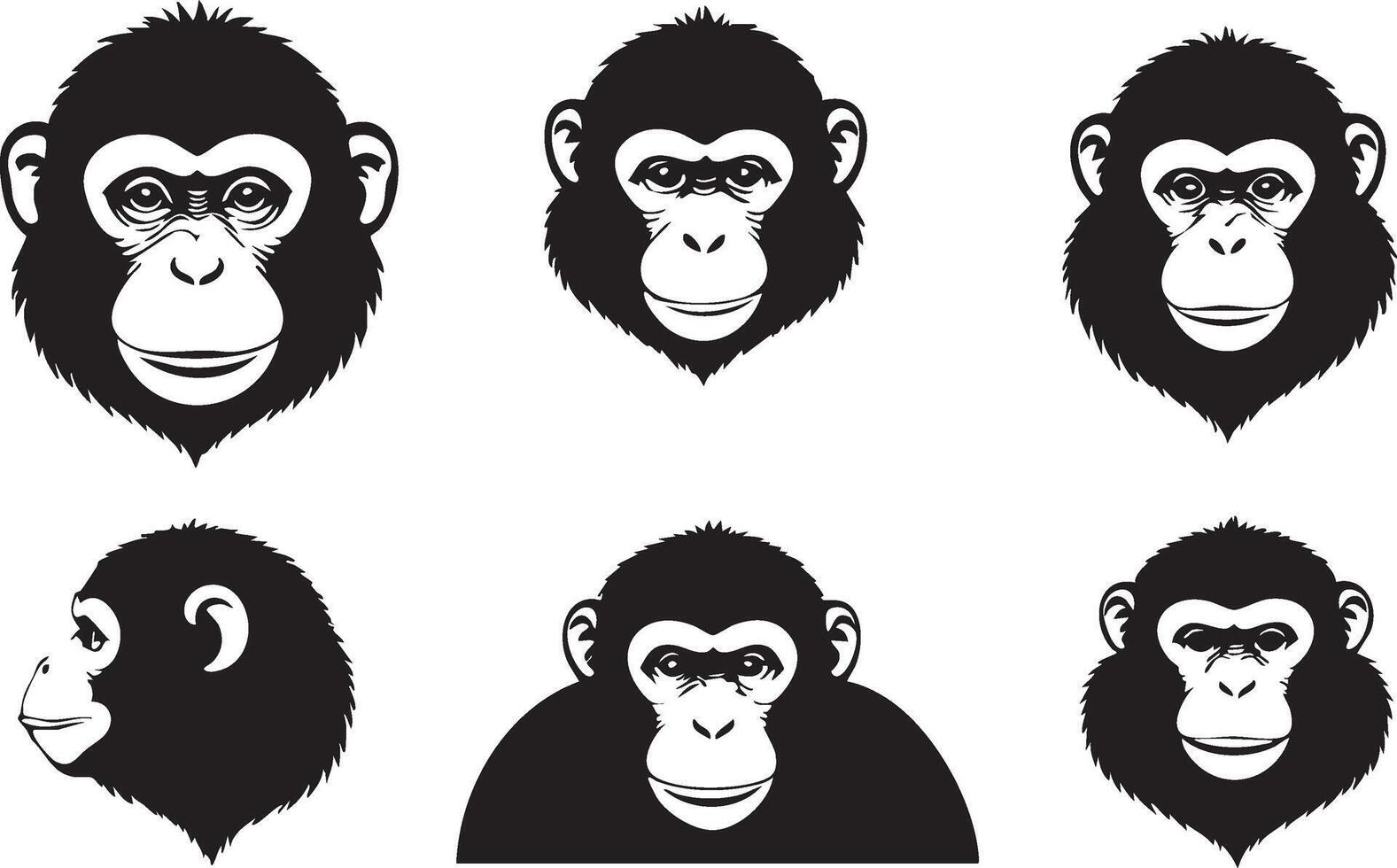 Wild Primate Face for Jungle Animal Art vector