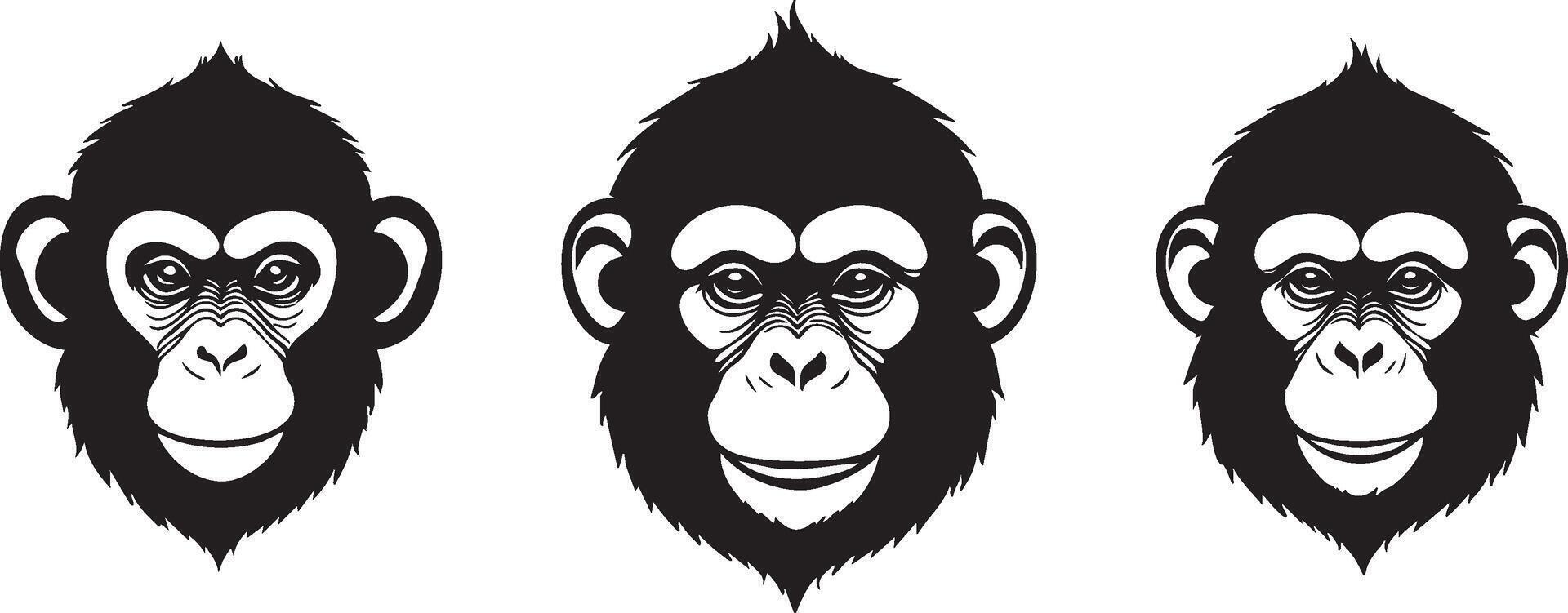 Monkey Head Silhouette for Wildlife Illustrations vector