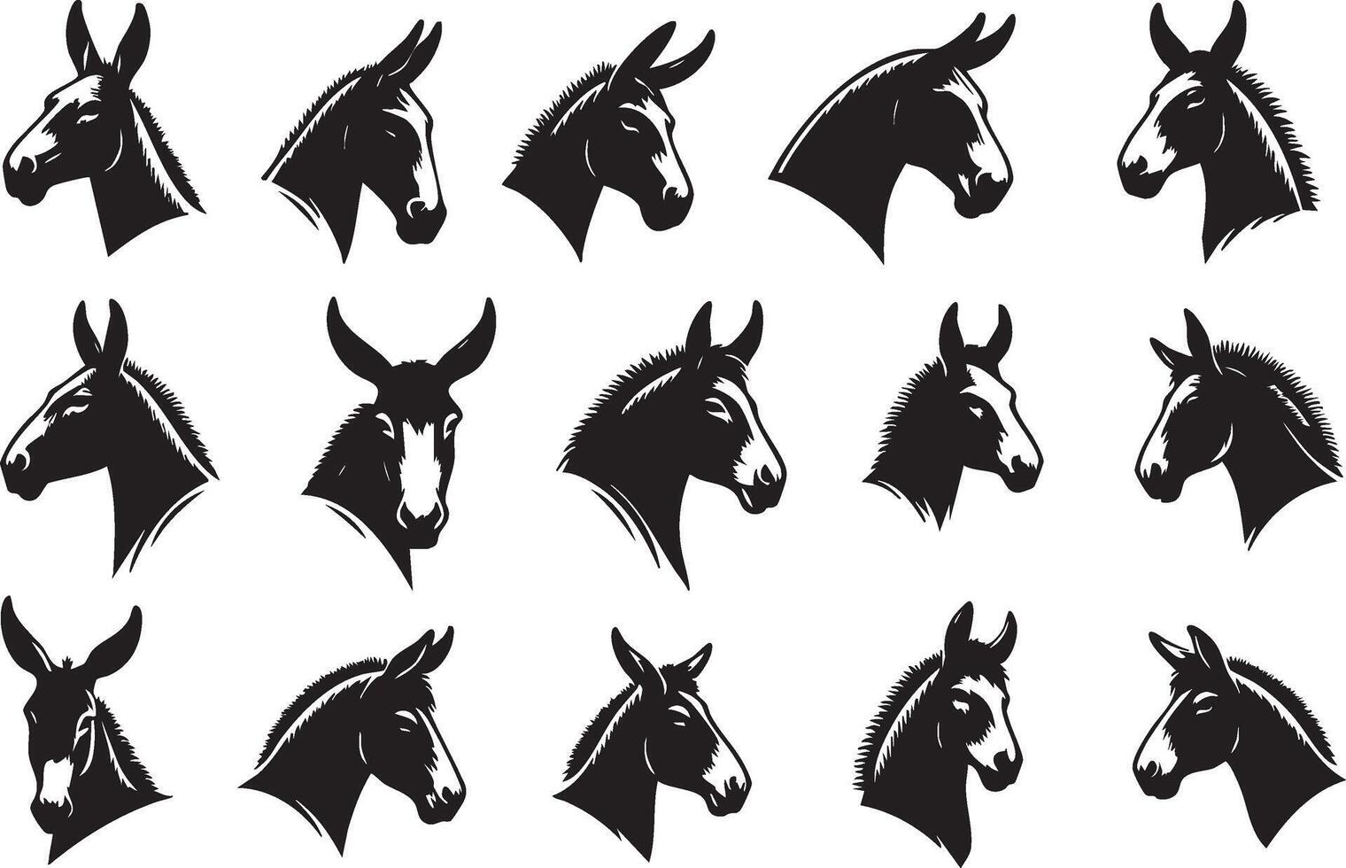 Equine Mule Head for Rural Art Projects vector