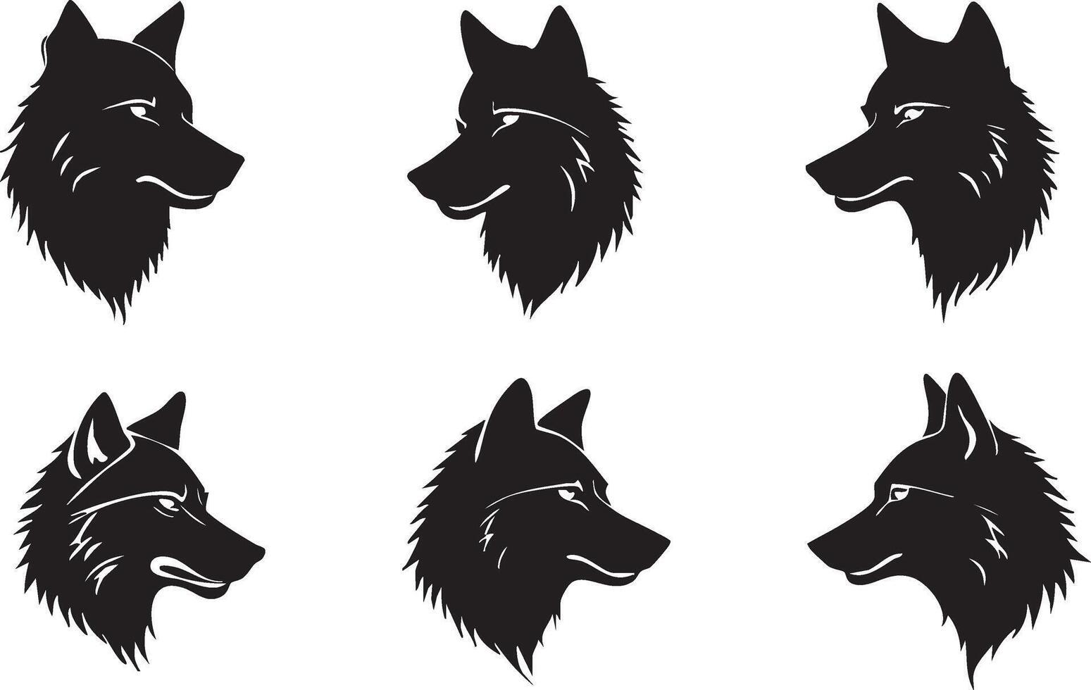 Detailed Wolf Head Outline for Animal-Themed Illustrations vector