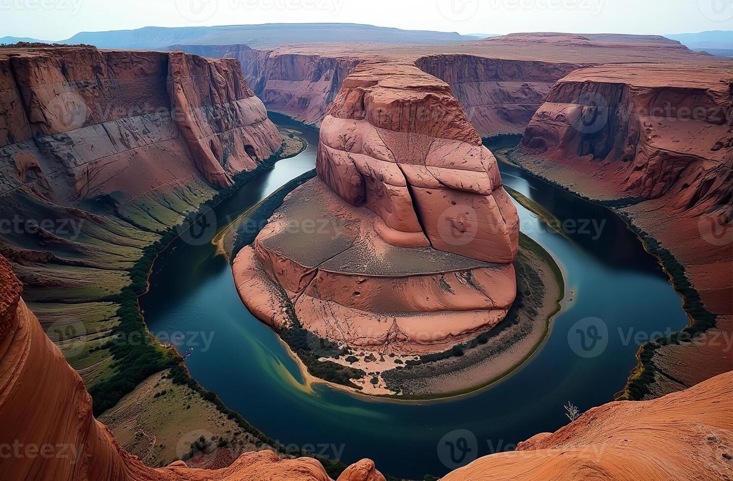 Picturesque Beautiful canyon high red sand cliffs, national park tourism photo