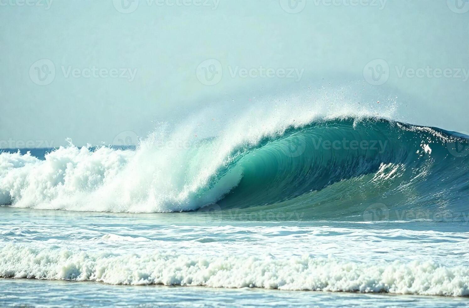 Blue ocean wave, white sea foam, storm, handsome seascape, blue depth photo