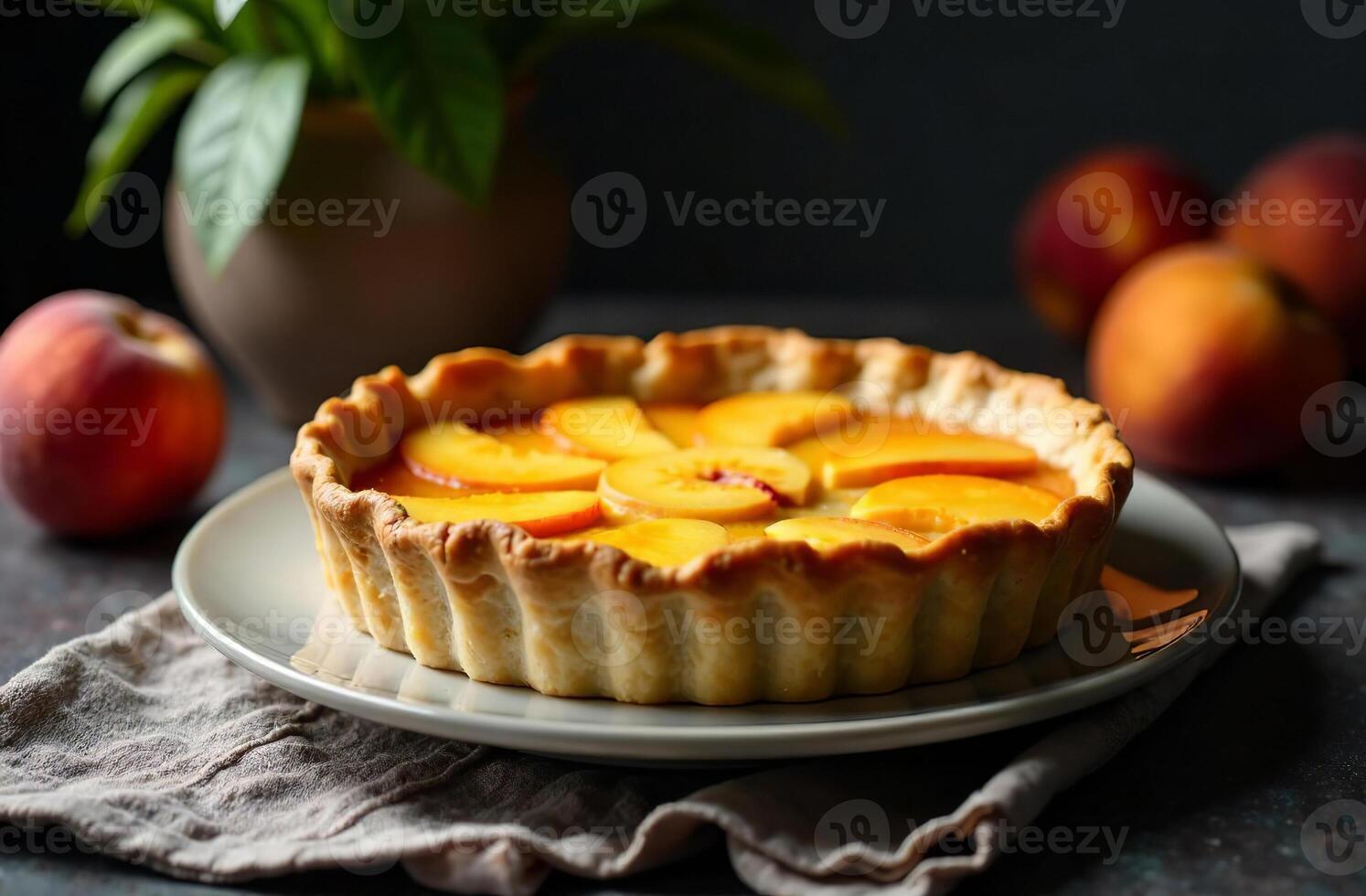 Whole Fruit peach Cake, Dessert Photo for Bakery Restaurant