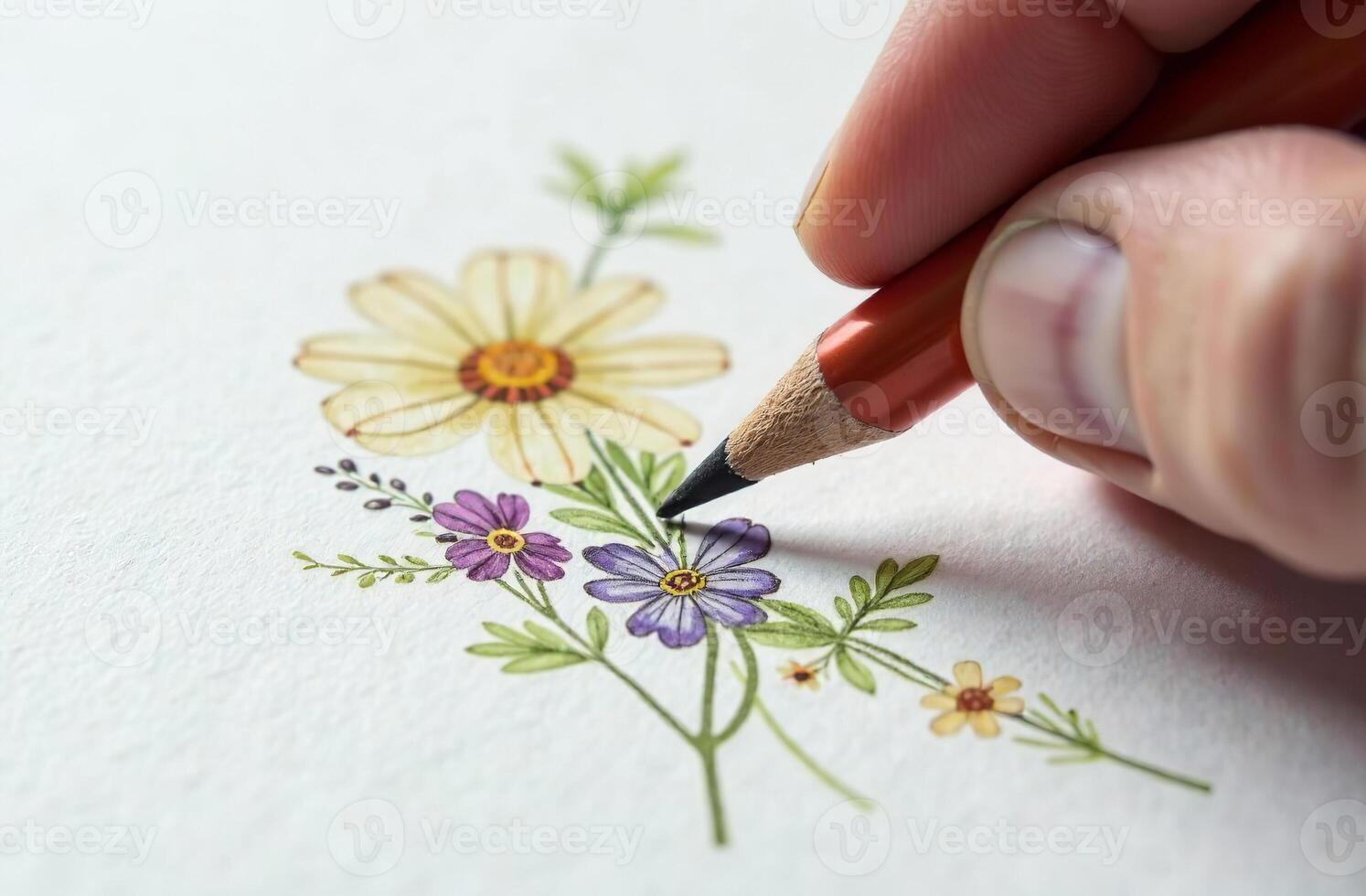 Hand hold pencil and parlour draw pattern, art tool for hobby of drawing photo