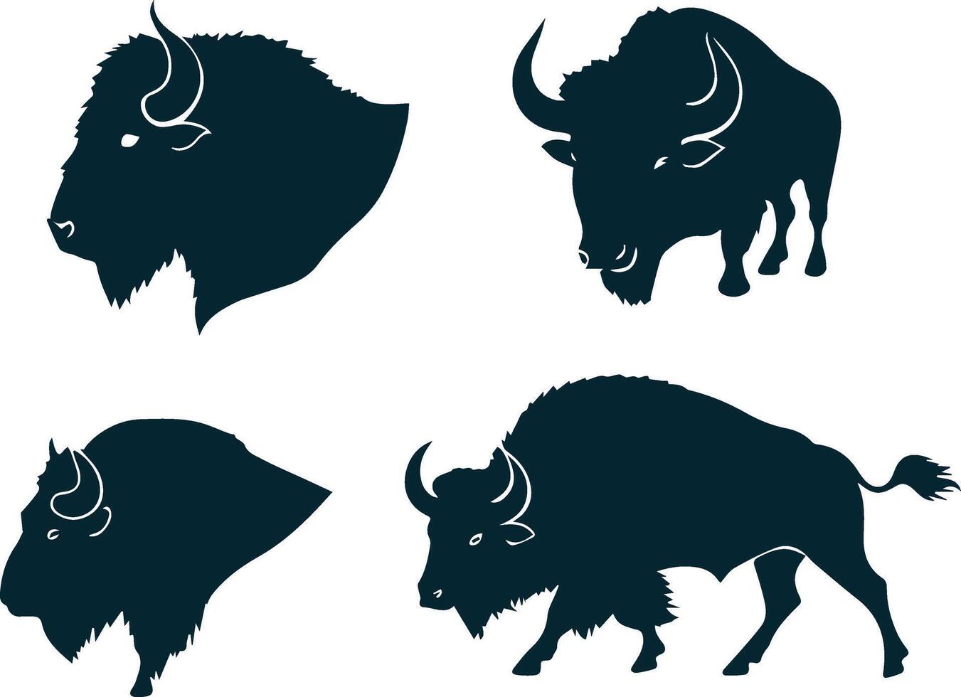 Buffalo Standing Silhouette for Elegant Animal Art vector