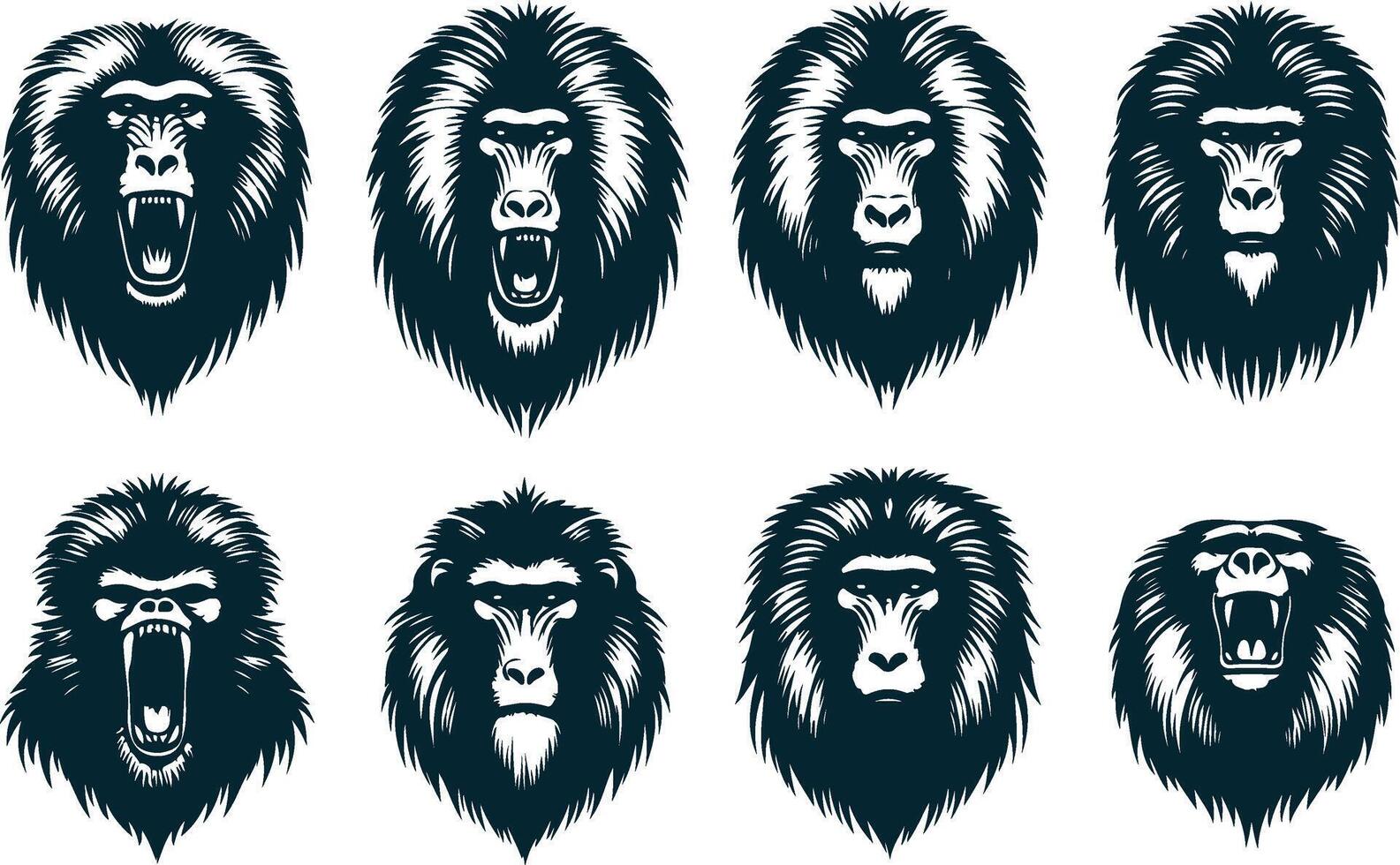 Baboon Silhouette for Wildlife and Primate Art vector