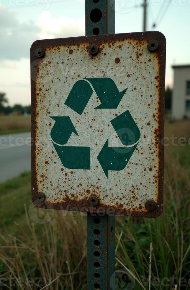 Sign recycle garbage plastic bottle paper. Environmental Ecology photo