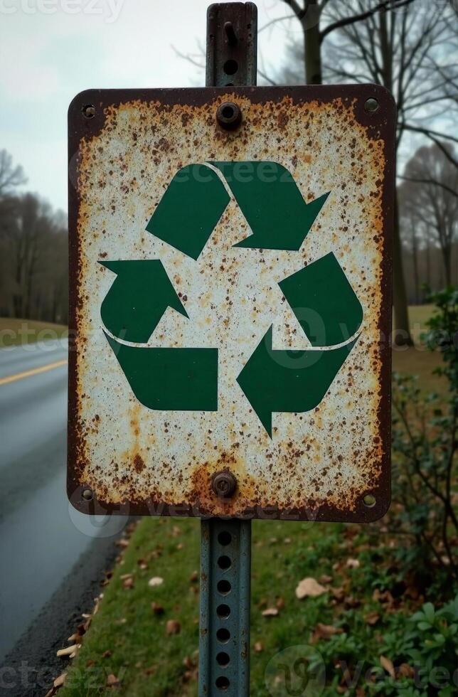 Sign recycle eco garbage plastic bottle, paper. Environmental Ecology photo