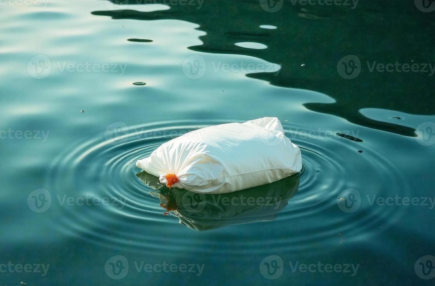 Plastic garbage float pollution ocean surface, garbage waste drift water photo