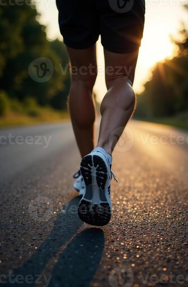 Man running park jogging athlete do sports outside photo