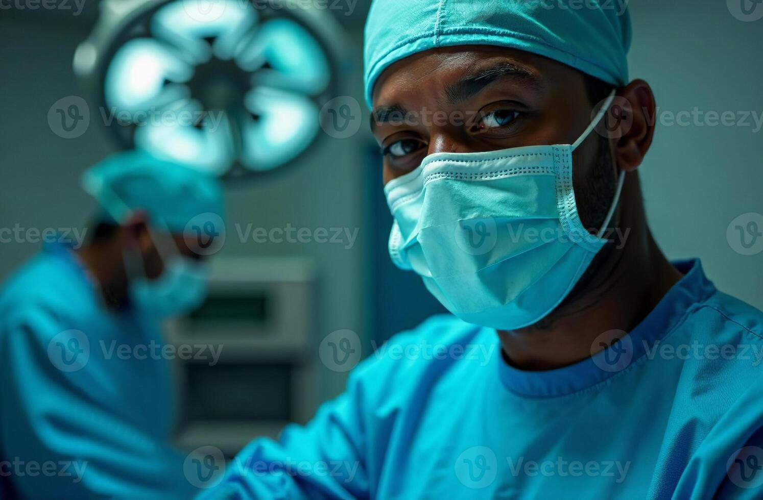 Portrait man Doctor Background Operating Room in Hospital photo
