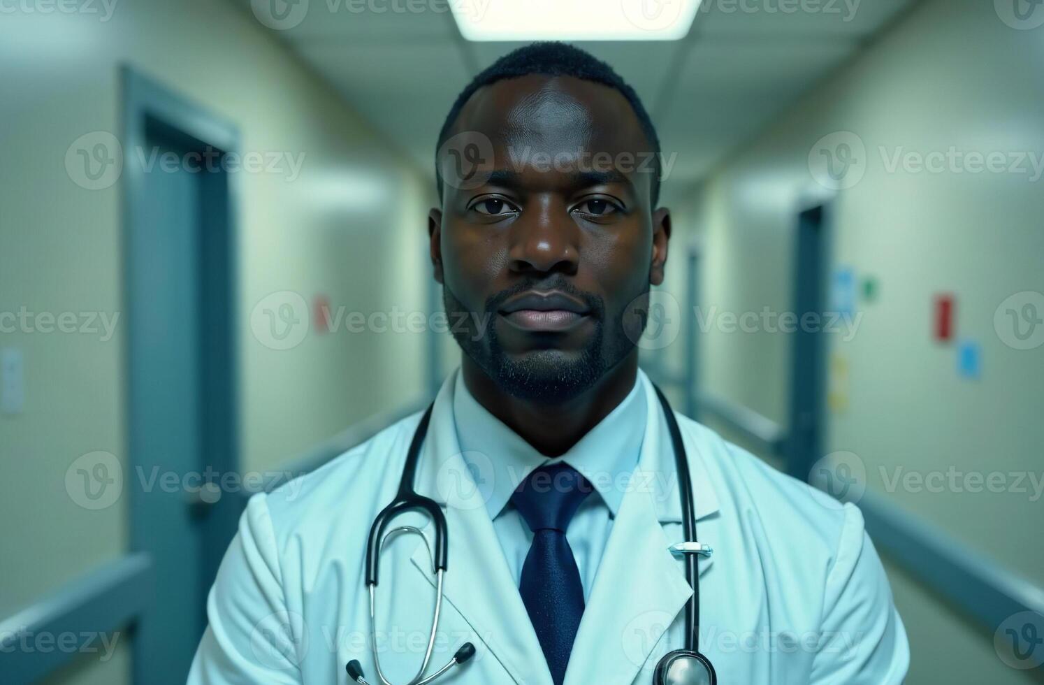 Portrait man Doctor Background of corridor hallway cultured in Hospital photo