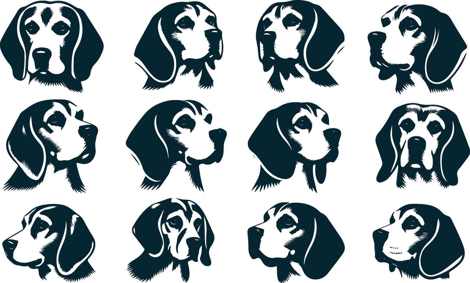 Beagle Sniffing Silhouette for Hunting Dog Designs vector