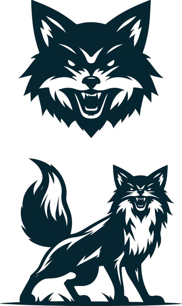Two different wolf head designs vector