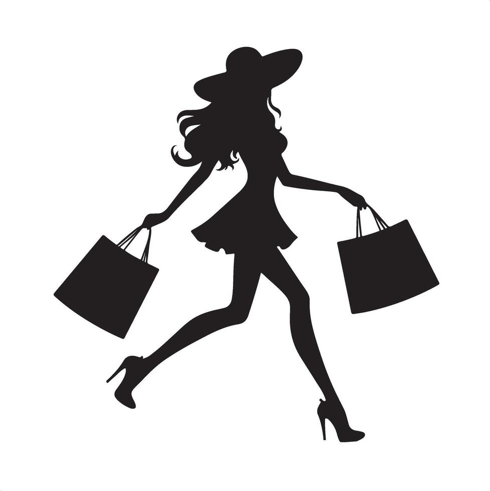 Minimalist Woman with Bag Silhouette Illustration vector