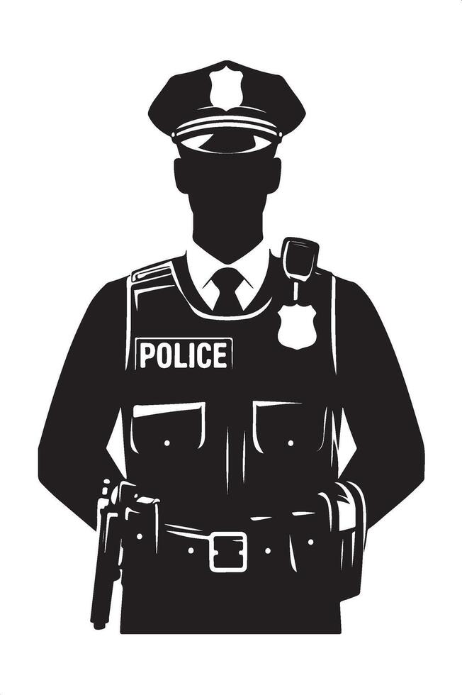 Minimalist Police Silhouette for Security Themes vector