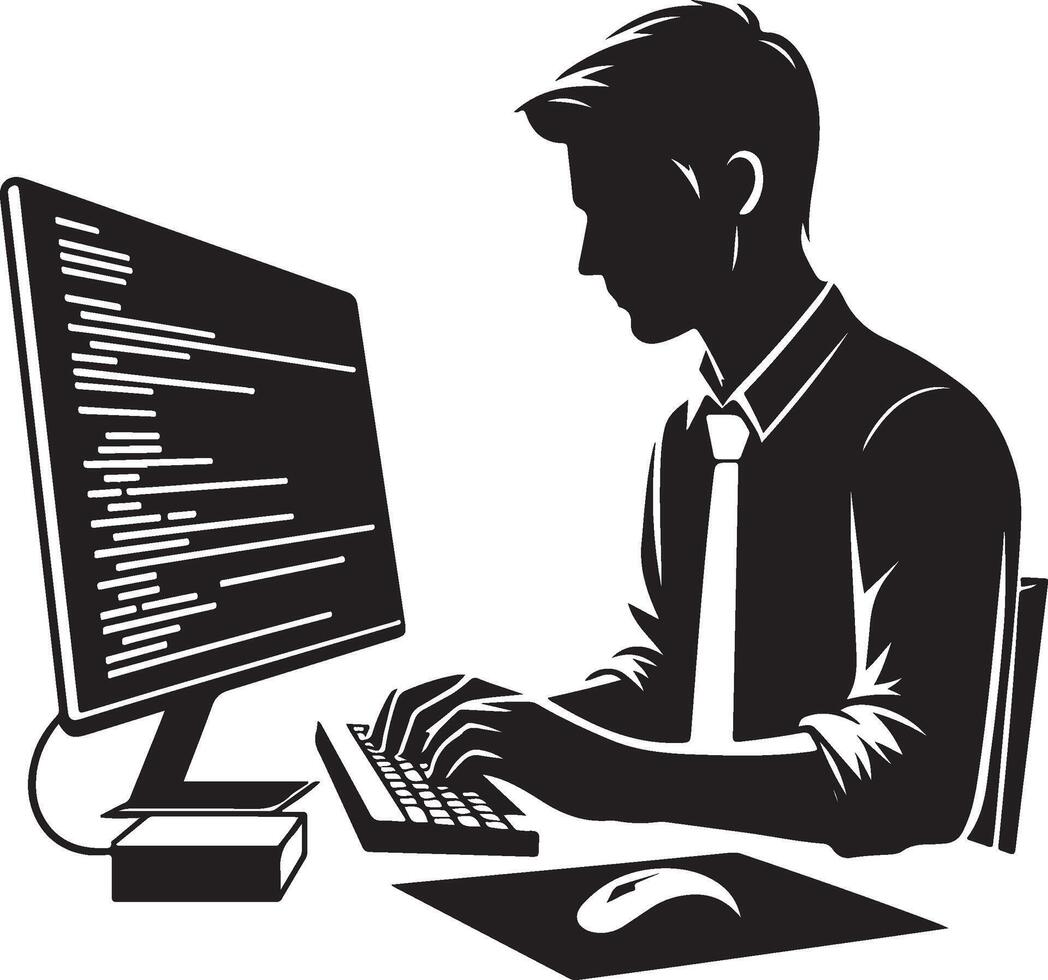Abstract Coder Silhouette for Tech Themes vector