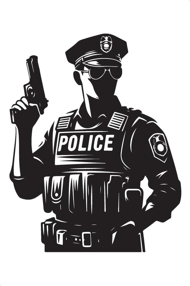Stylized Police Silhouette for Public Safety Projects vector