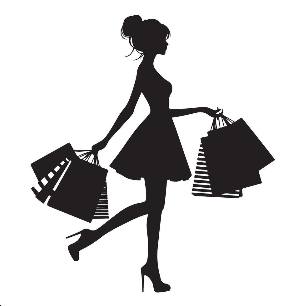 Fashionable Silhouette Design Woman and Bag vector