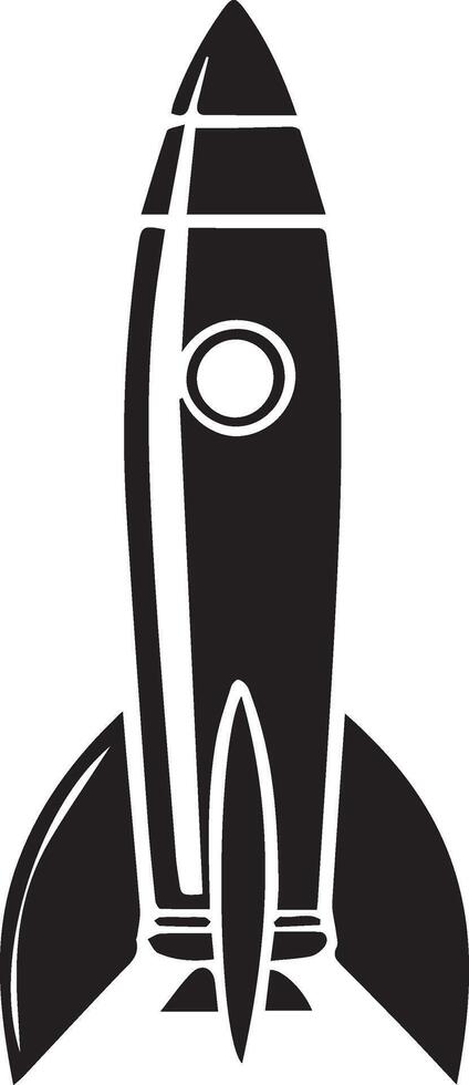 A black and white illustration of a rocket vector