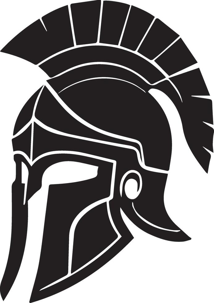A spartan helmet with a black and white design vector