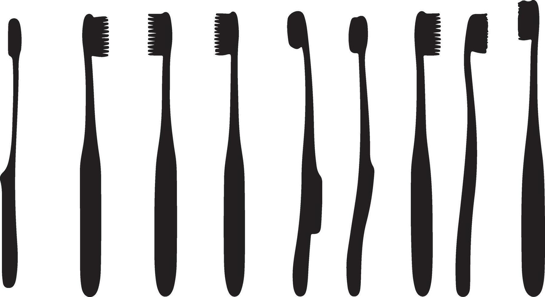 A set of six different toothbrushes on a white background vector